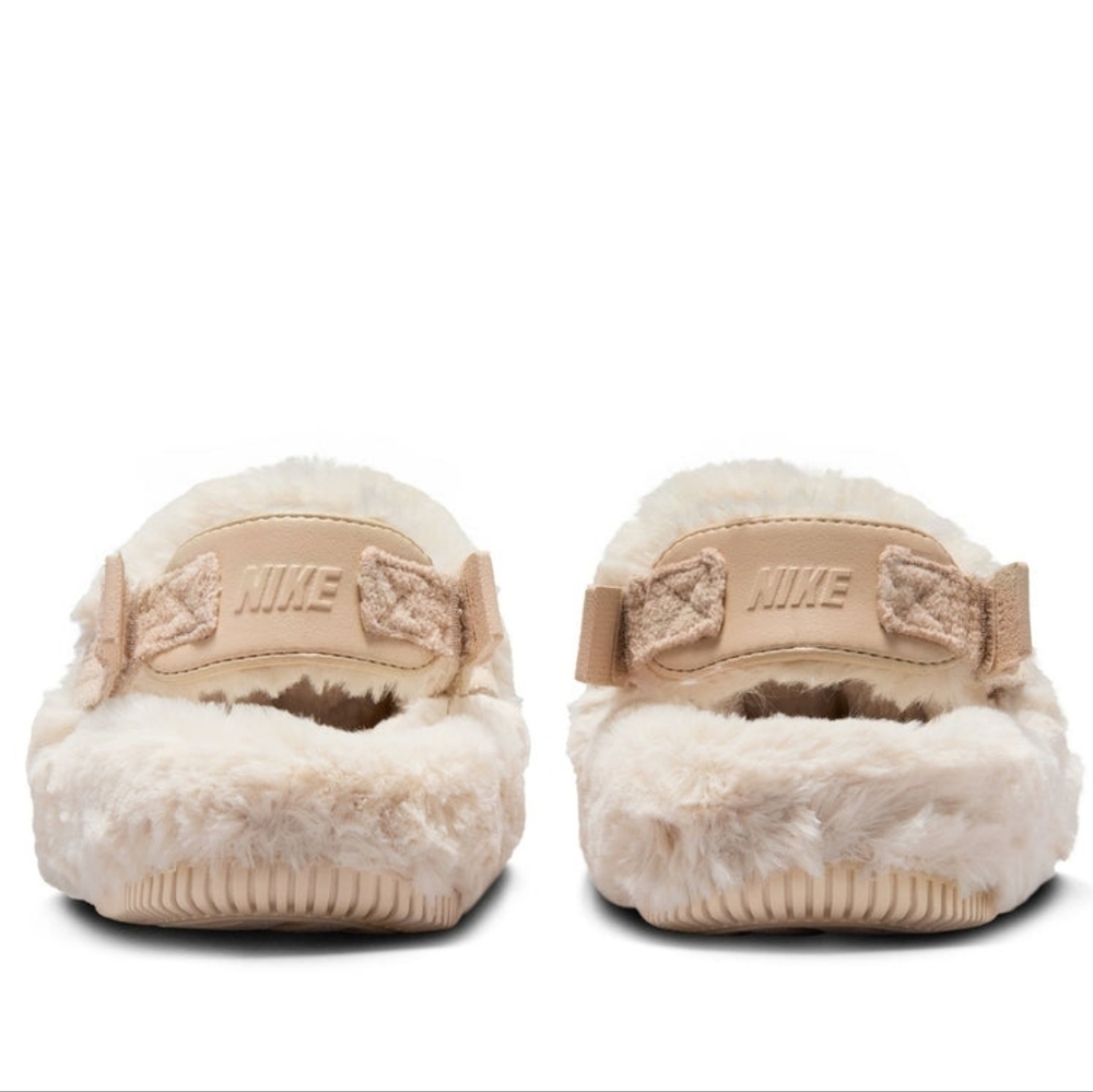 Nike Calm SE Women's Mules Cozy Playful Cream Fuzzy Mule Slippers Size 7 - Picture 4 of 9